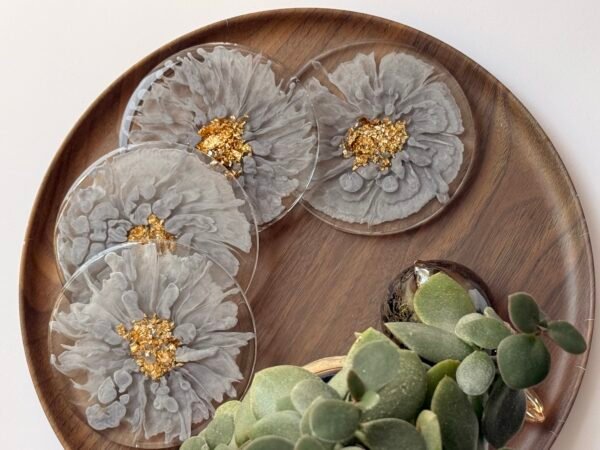 Orchid Mist Handgemaakte Epoxy Onderzetters Set van 4