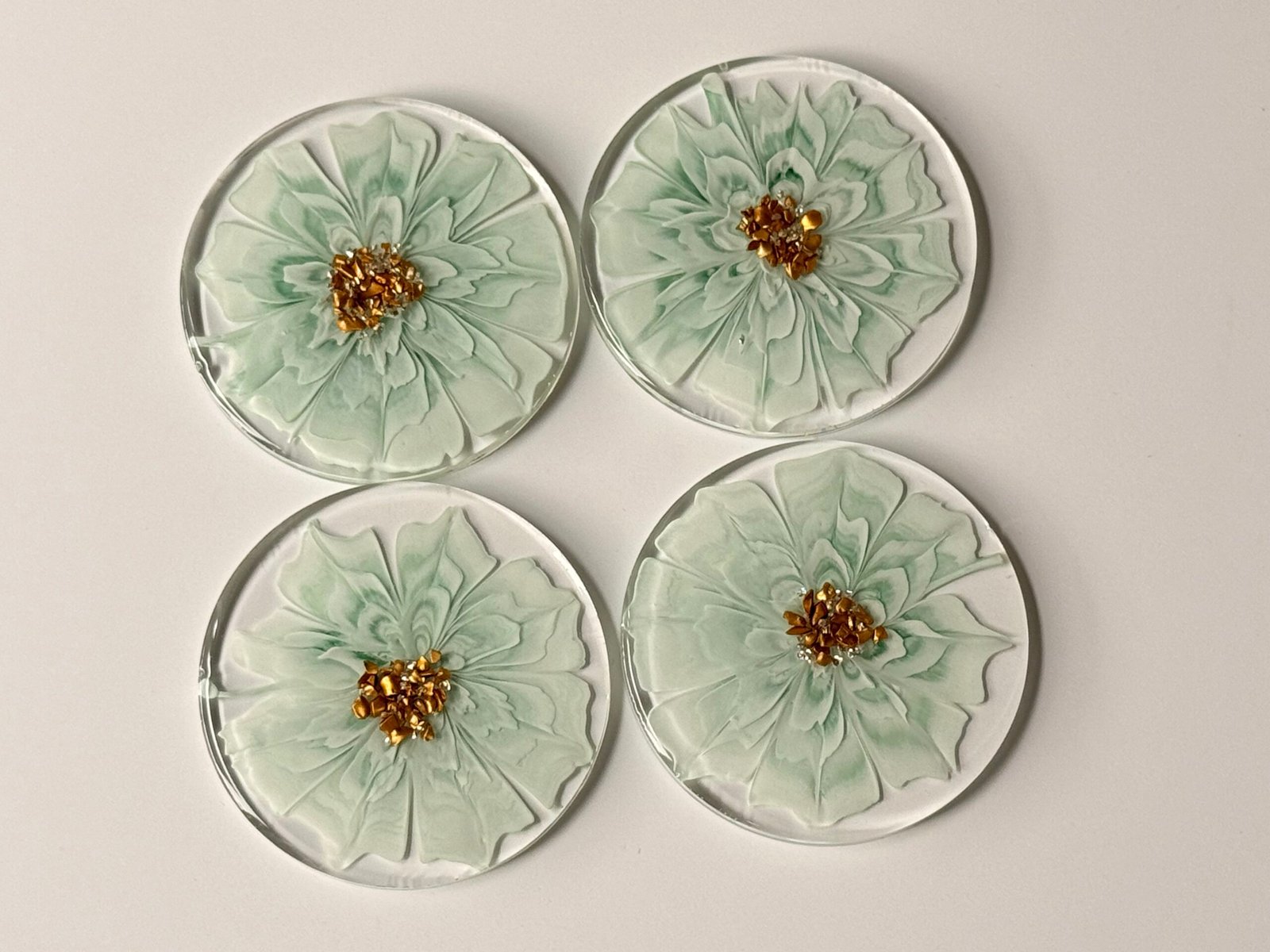 Waterlily Sage epoxy onderzetters set van 4